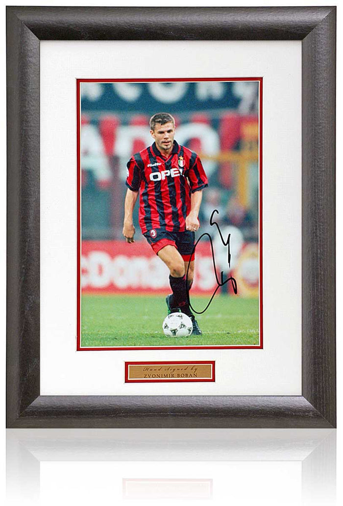 Zvonimir Boban AC Milan Legend Hand Signed Photograph 19x15in Framed